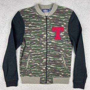 Topman Sweater Mens Extra Small XS Camo Green Black Varsity Jacket Cardigan 3